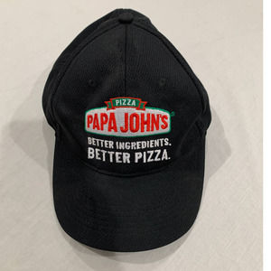 Official Men's Papa John's Pizza Employee Hat Cap Snapback Uniform Black